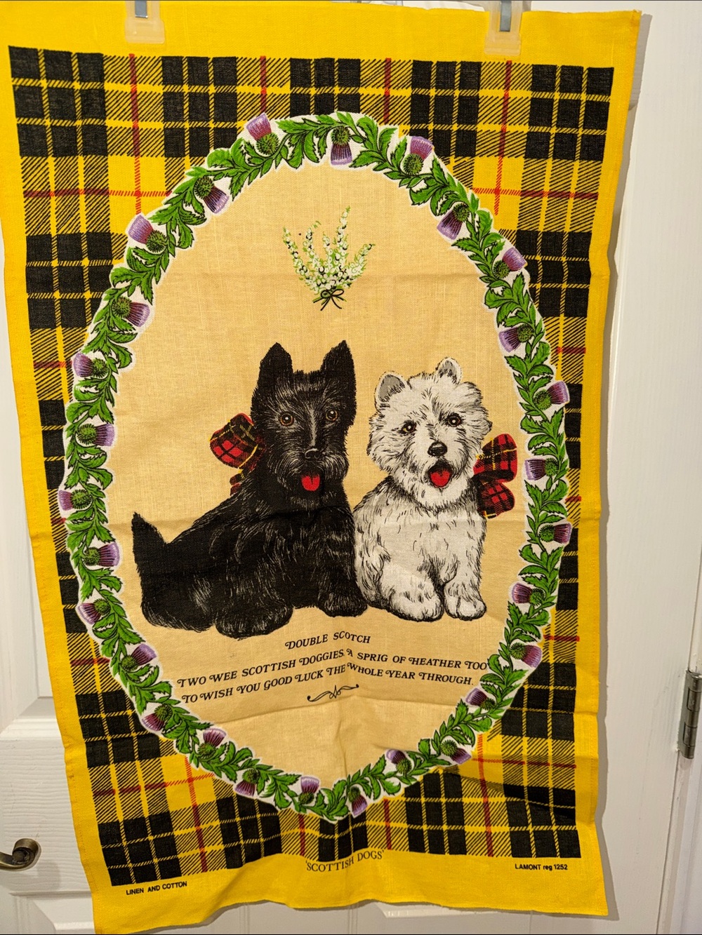 Lamont Linen/Cotton Blend Tea Towel - Scottish Dogs